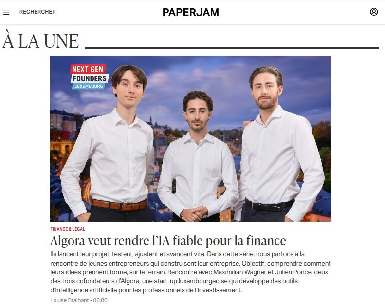Algora featured in Paperjam